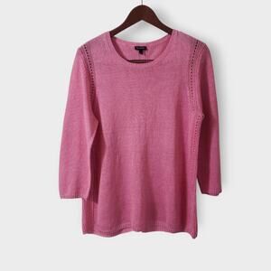 Talbots Pink Linen Pullover Crewneck Sweater Sz Large Casual Coastal Lightweight